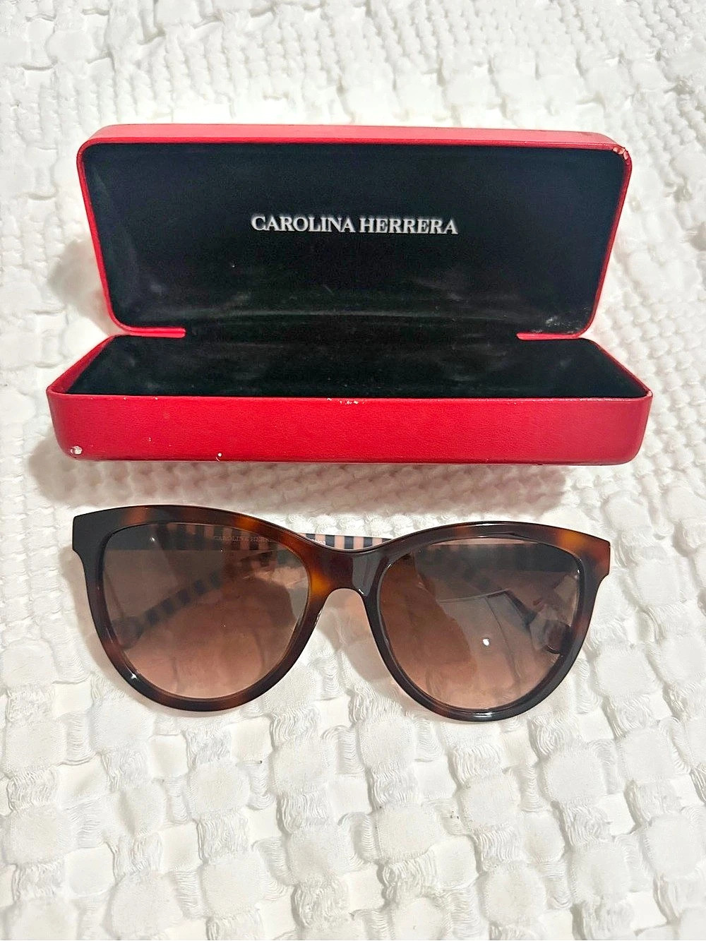 Carolina Herrera SHE892K Tortoise Pink Stripe Sunglasses